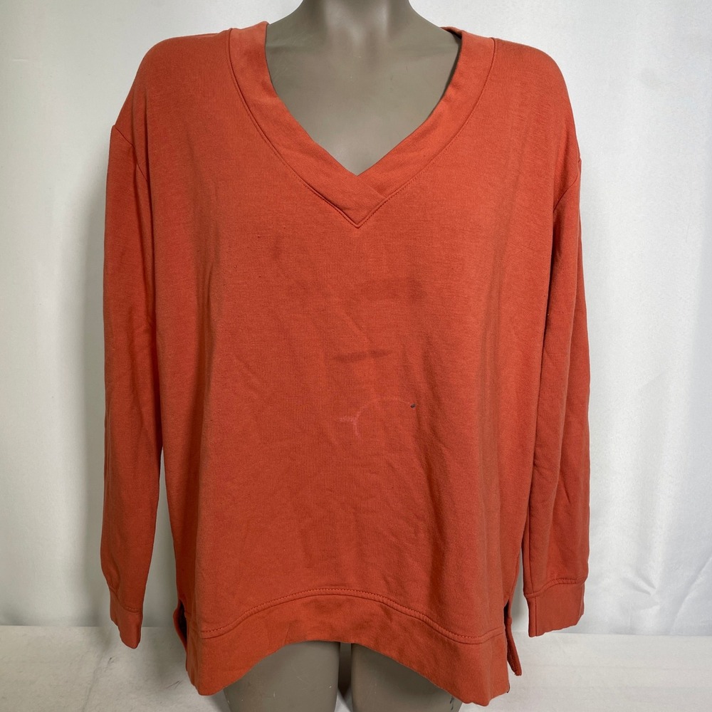 Orvis Dropped Shoulders Ultra Soft Orange Relaxed Fit Sweatshirt Women's LARGE